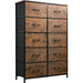 Tall Rustic Brown Dresser with 10 Drawers