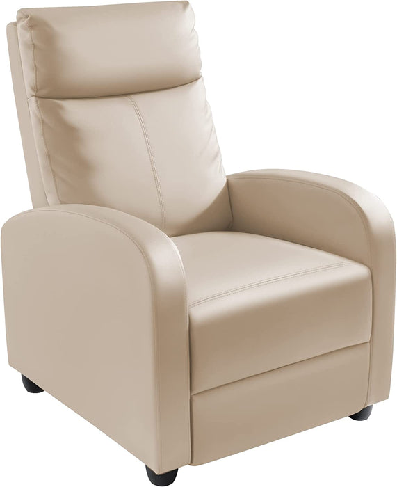 Recliner Chair Padded Seat PU Leather, Beige