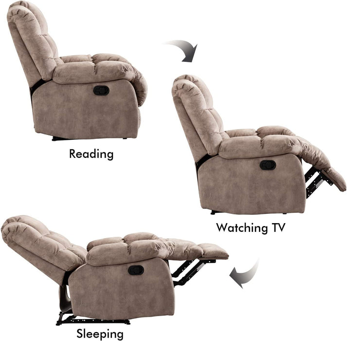 Single Breathable Fabric Reclining Chair for Living Room (Apricot)