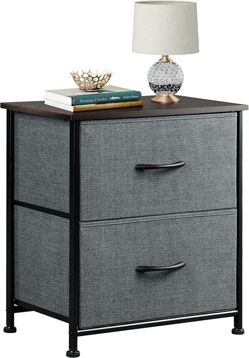 Grey Tall Dresser with 16 Drawers and Wooden Top