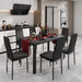 Glass Dining Table Sets for 6, 7 Piece Kitchen Table and Chairs Set