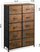 Tall Rustic Brown Dresser with 10 Drawers