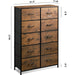 Tall Rustic Brown Dresser with 10 Drawers