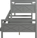Twin over Full Wood Bunk Bed with Guardrail, Gray
