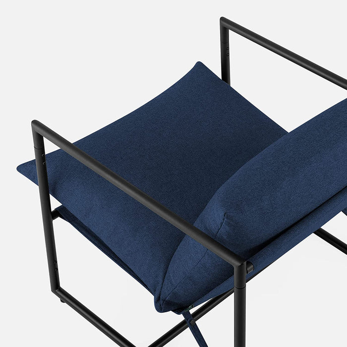 Navy Metal Armchair with Shredded Foam Cushioning