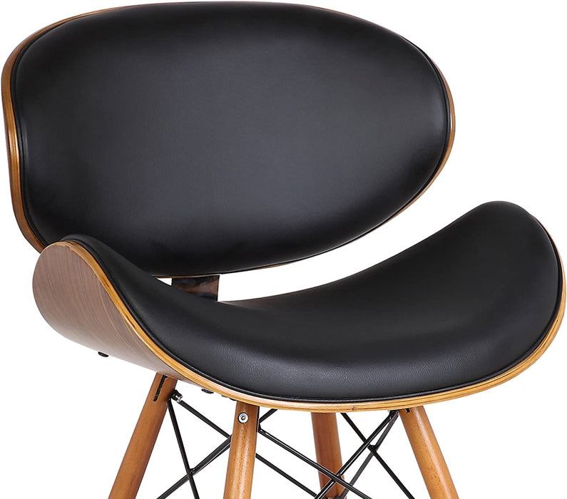 Cassie Dining Chair in Black Faux Leather and Walnut Wood Finish