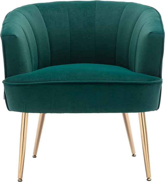 Green Velvet Accent Chair with Golden Legs