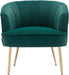 Green Velvet Accent Chair with Golden Legs