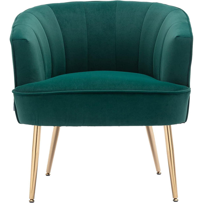 Green Velvet Accent Chair with Golden Legs