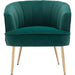 Green Velvet Accent Chair with Golden Legs