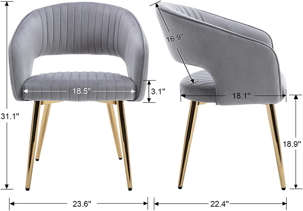Grey Gold Dining Chairs Set of 6, Velvet