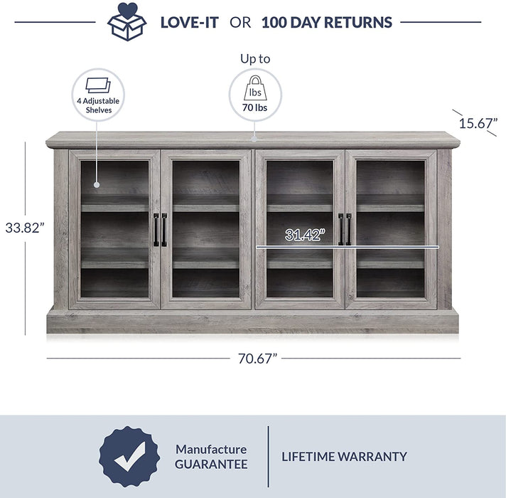 Gray Wash Sideboard with Glass Display Cabinet