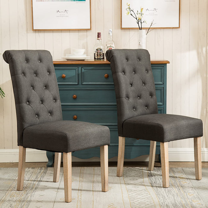 Charcoal Tufted Dining Chairs