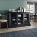 Rustic Gray Wood Sideboard with Glass Doors