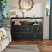 Black Oak Console Table with Storage Drawers