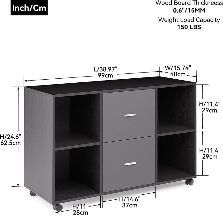 Large Mobile File Cabinet with Printer Stand