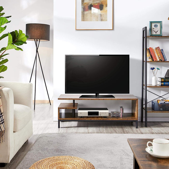 Rustic Brown TV Stand with Storage Shelves