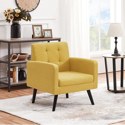 Yellow Mid-Century Modern Accent Chair