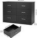 Black 6-Drawer Bedroom Dresser for Storage