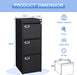 Black 3-Drawer Locking File Cabinet for Home Office