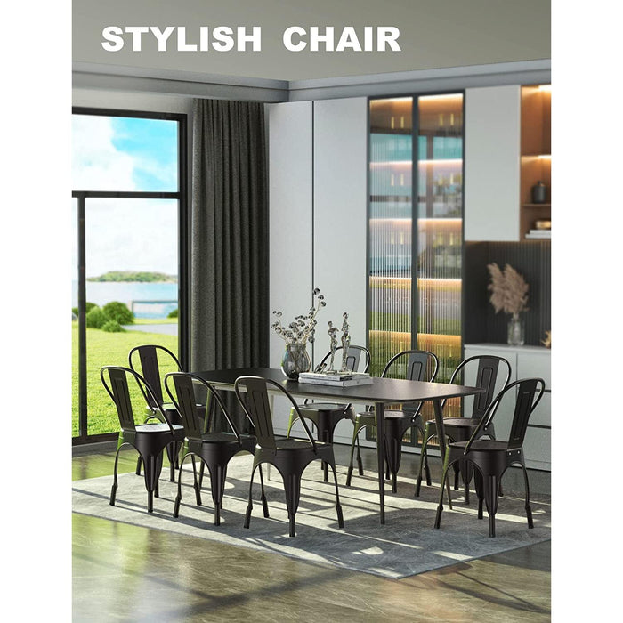 Stackable Metal Tolix Style Dining Chair, Set of 4, Black