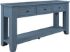 Blue Console Table with Drawers and Shelf