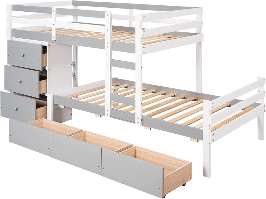 Twin Bunk Beds with 2 Storage Drawers, Espresso