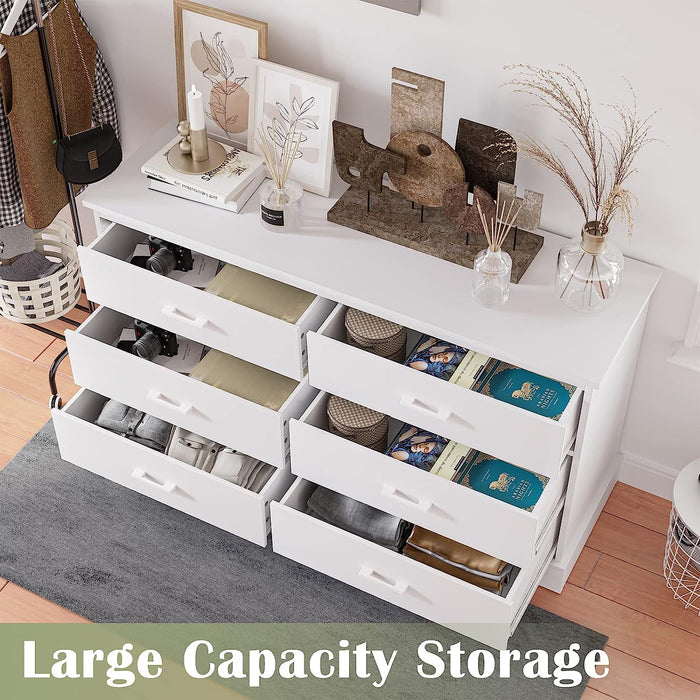 6 Drawer Double Wood Storage Tower Cabinet