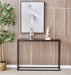 Narrow Faux Marble Console Table with Metal Frame