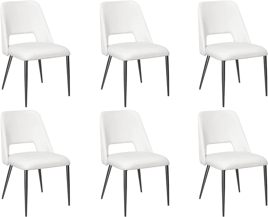 Set of 6 Cream Velvet Dining Chairs