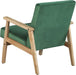 Green Velvet Mid Century Armchair with Wood Frame