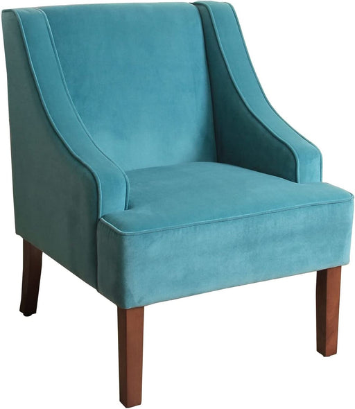 Teal Velvet Swoop Arm Chairs for Living Room