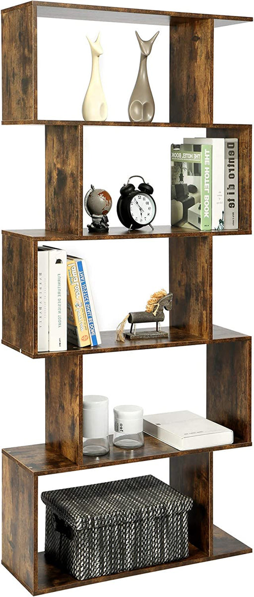 S-Shaped Rustic Bookshelf for Modern Storage