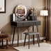 LED Lighted Vanity Desk with Mirror and Stool (Iron Grey)