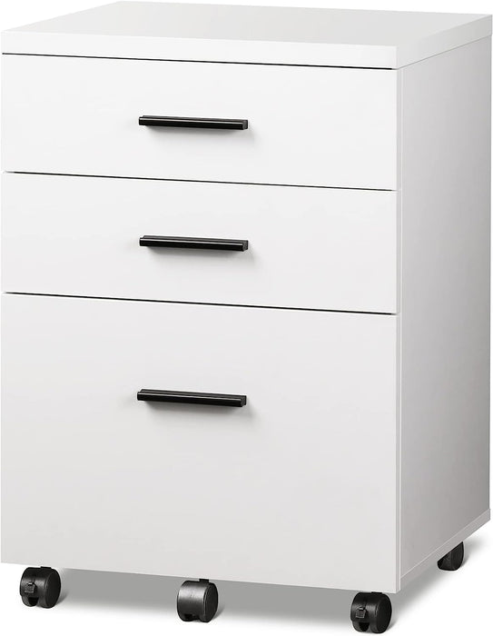 White Rolling File Cabinet with Printer Stand