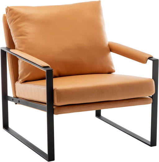 Stylish Camel Accent Chair with Metal Frame