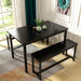 3-Piece Dining Table Set with 2 Benches, Sturdy Structure