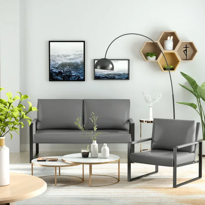 Carlean 3 Piece Faux Leather Configurable Living Room Set