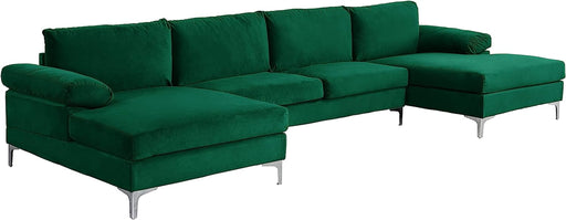 Modern Large Velvet Fabric U-Shape Sectional Sofa, Dark Grey