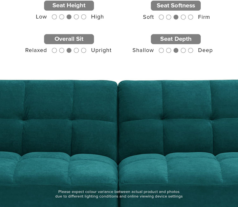 Deep Teal Velvet Twin Futon Sofa Bed