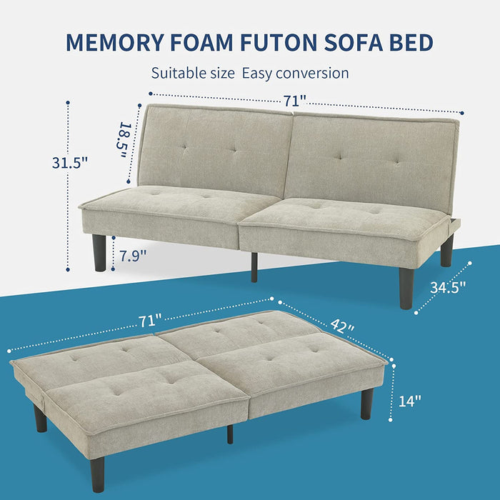 Convertible Memory Foam Futon for Small Spaces