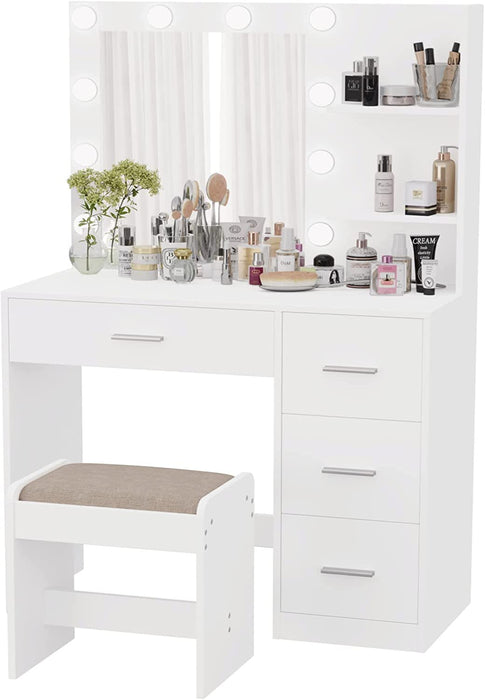 Makeup Vanity Table Set with Lighted Mirror