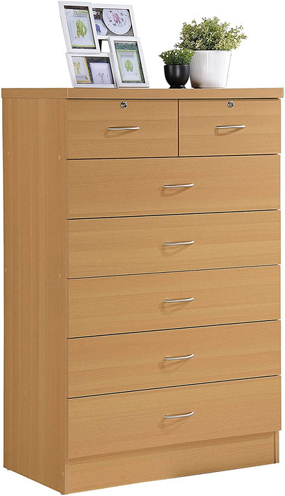 7-Drawer Beech Dresser with Top Locks