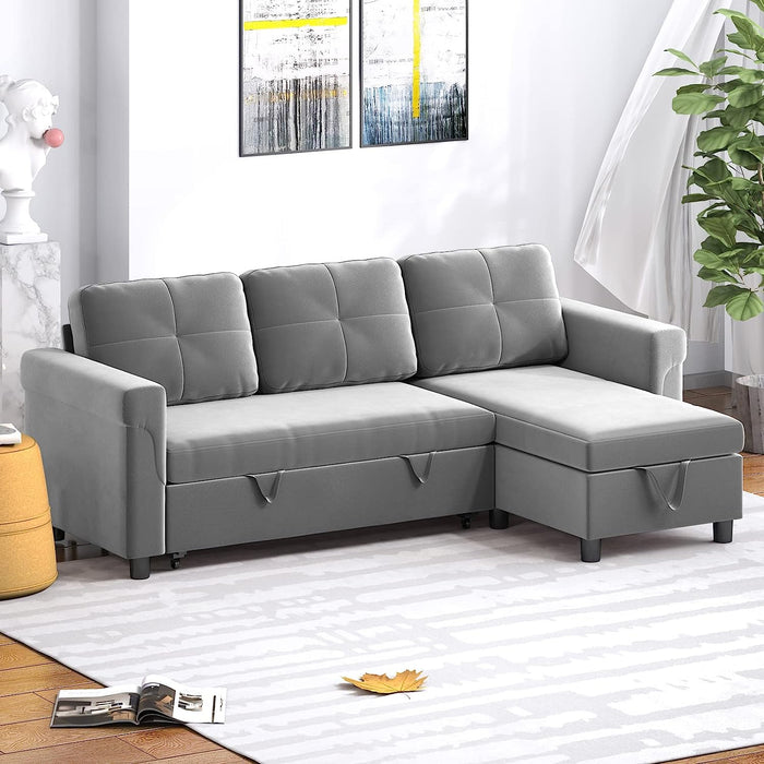 Light Grey Reversible Sleeper Sectional