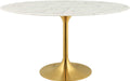 Lippa Mid-Century Modern Oval Gold Marble Table