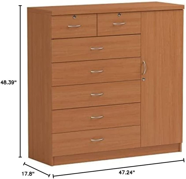 Jumbo 7-Drawer Chest with Hanging Rod, Cherry