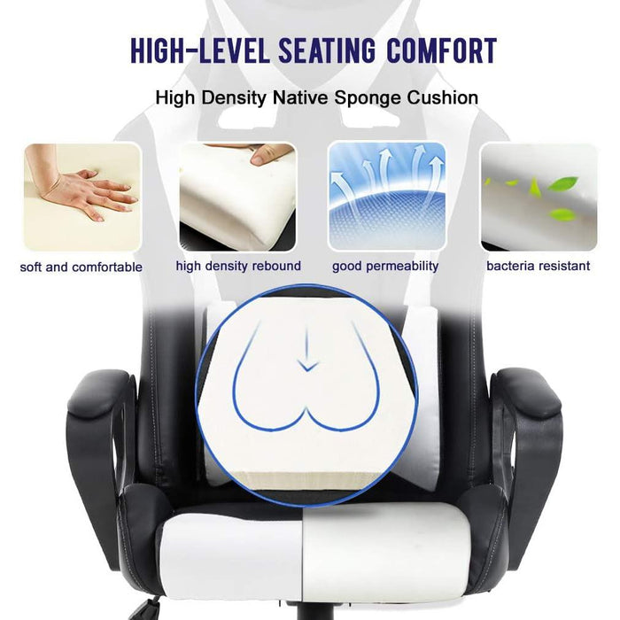 Ergonomic Gaming Chair with Lumbar Support (White)