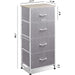 Light Grey Fabric Dresser with 4 Drawers, Wood Top