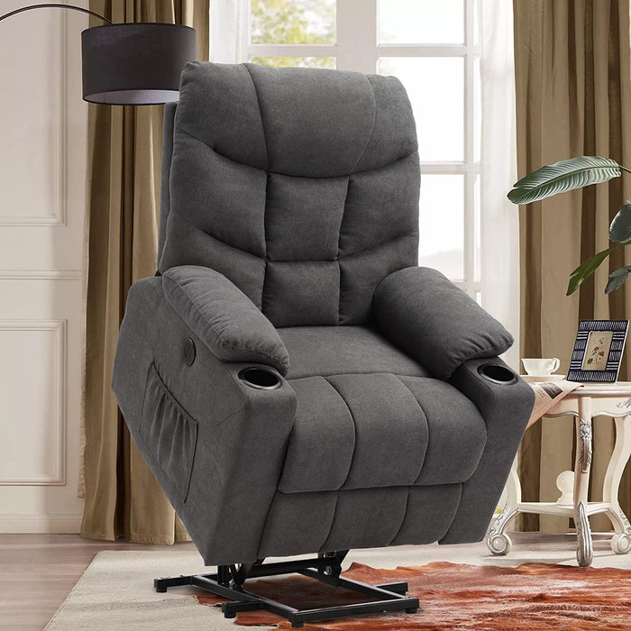 Power Recliner Chair with Vibration Massage and Heat, Gray