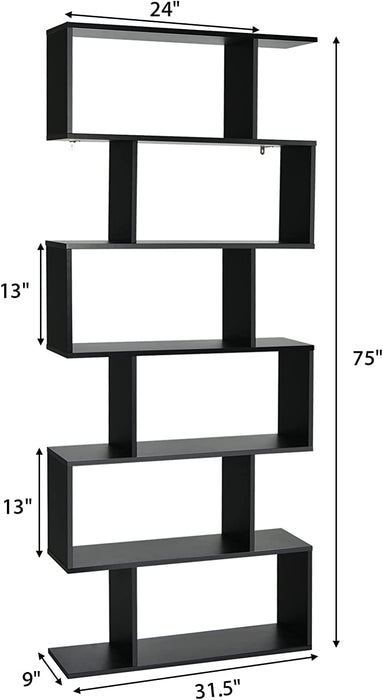 S-Shaped Wooden Bookshelf with Anti-Toppling Device